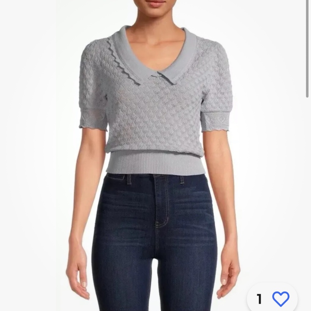 Attitude Unknown Women’s Silver Short Sleeve Textured Top W/Collar size XXL NEW